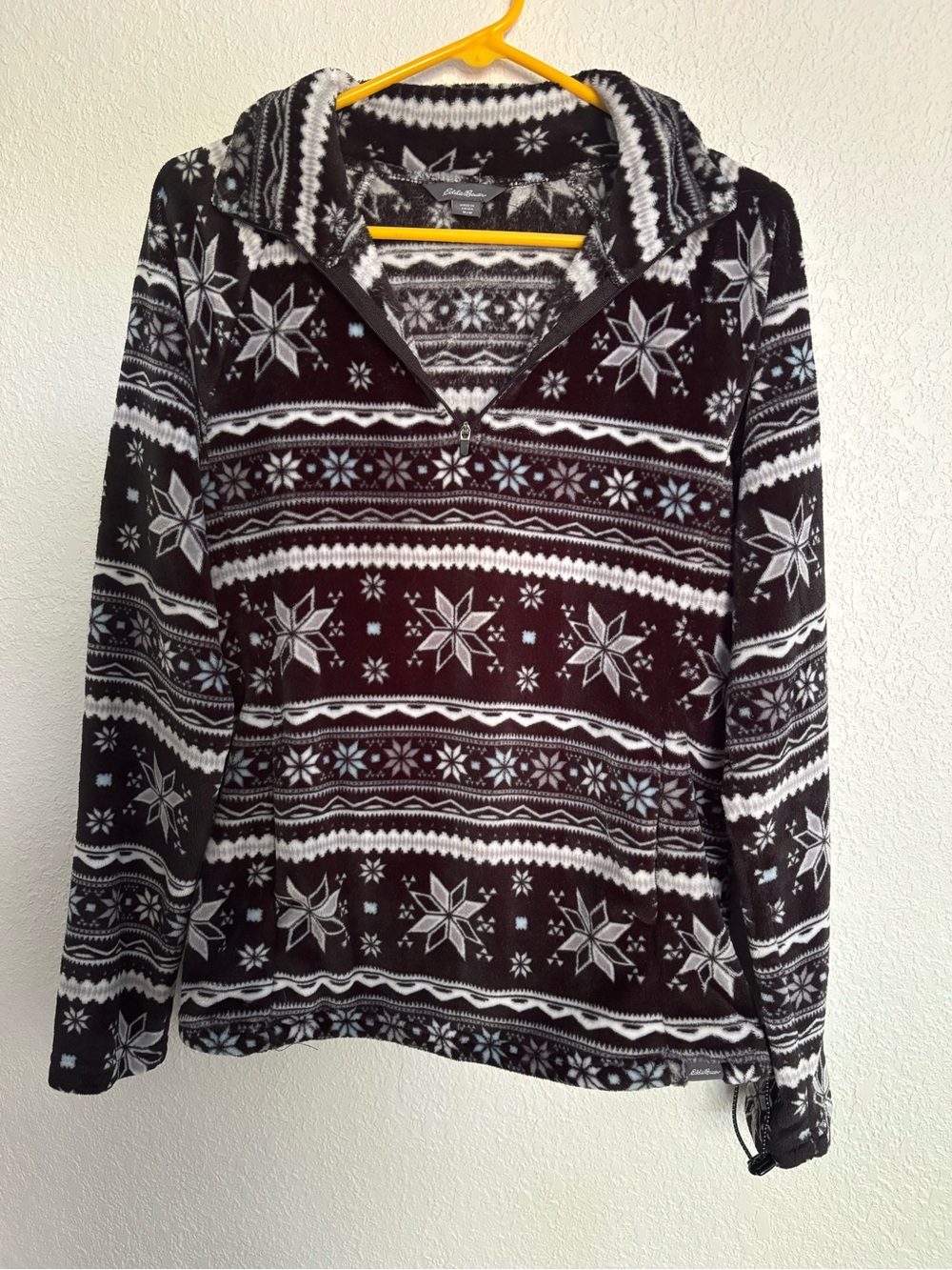 Eddie Bauer Black and White Nordic Half-Zip Pullover Hoodie